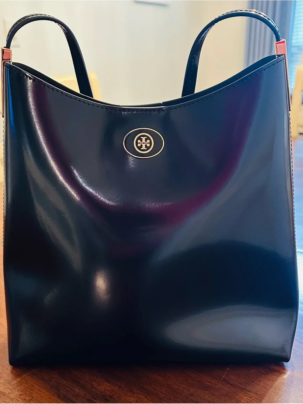 Tory Burch Black Robinson Spazzolato Leather Hobo Bag